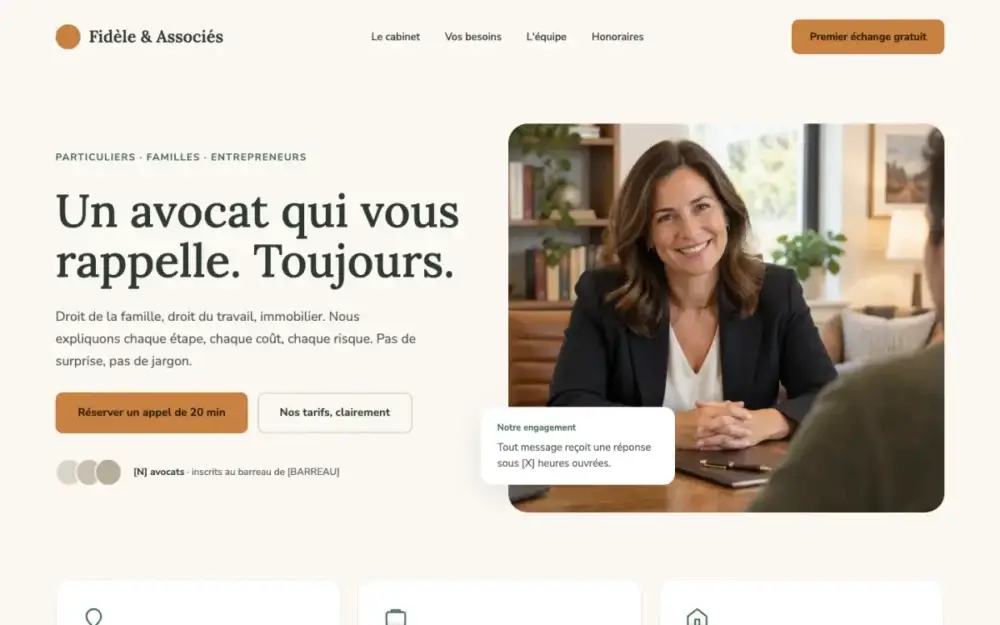 Aperçu du modèle de site Confiance