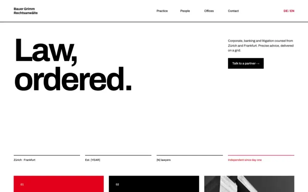 Aperçu du modèle de site Swiss