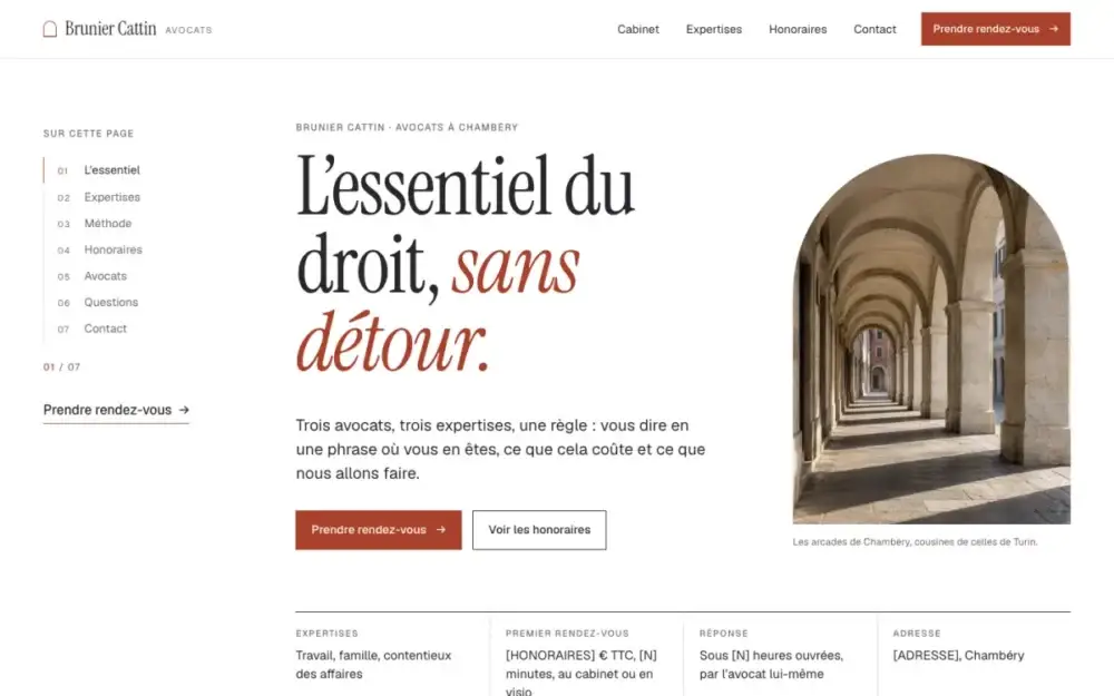 Aperçu du modèle de site Turin
