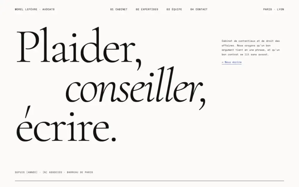 Aperçu du modèle de site Typographique